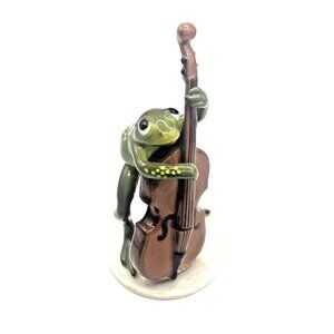 Hagen Renaker Genuine Vintage Retired Figurine Miniature Frog Bass Player